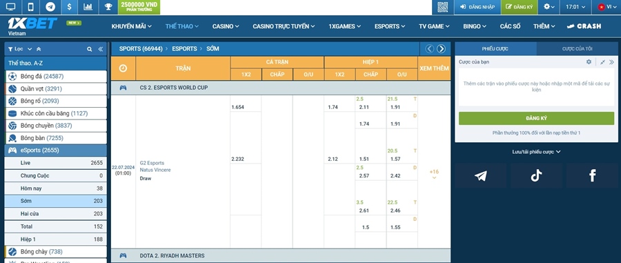 Cá cược Esports 1xBet