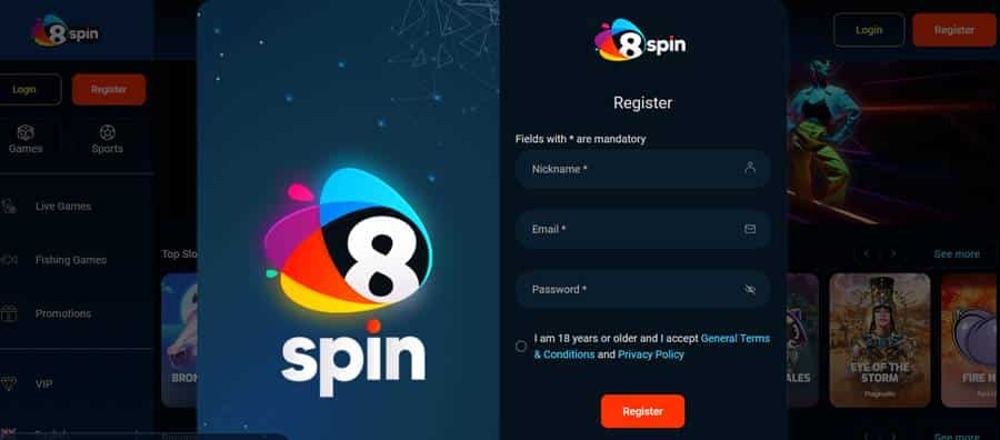 Đăng ký tài khoản 8Spin