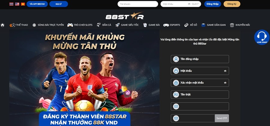 Đăng ký tài khoản thành viên 88Star